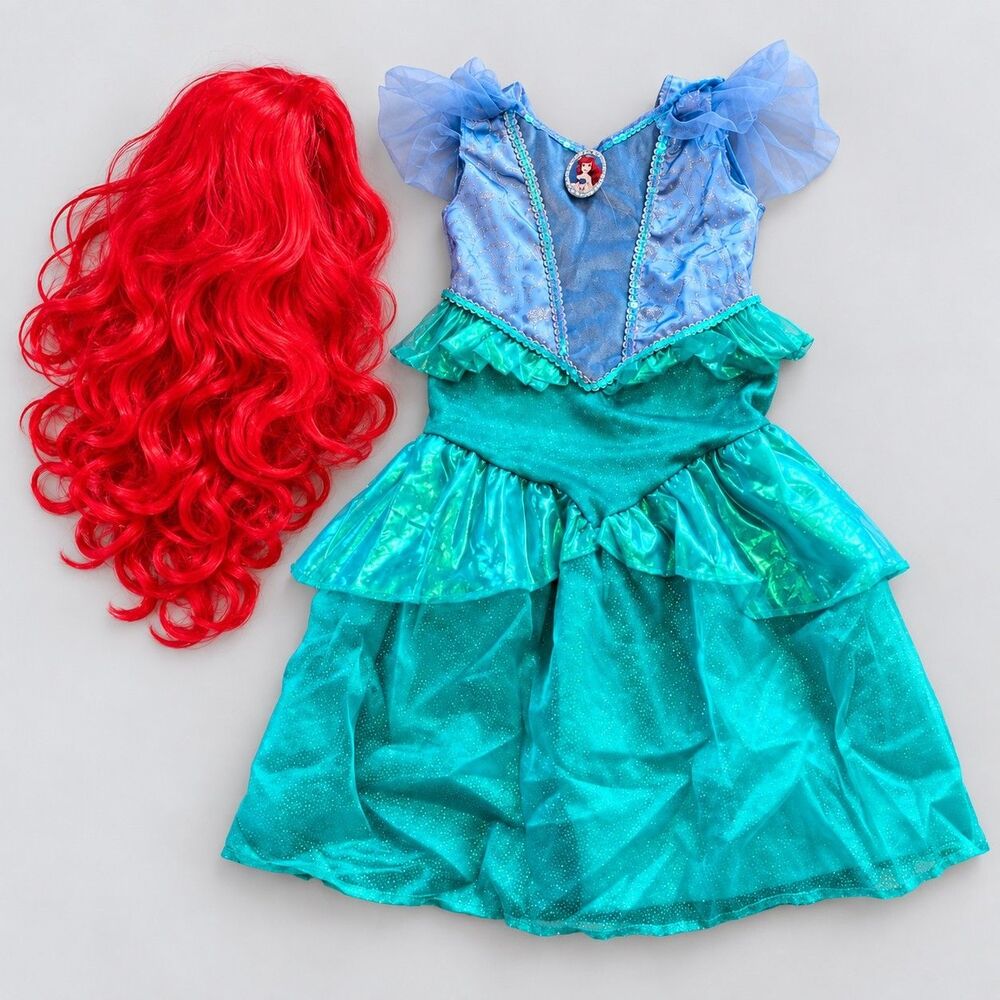 Disney Princess Ariel Costume Kids Girls 4/5 XS 4 5 Halloween Mermaid Wig C252